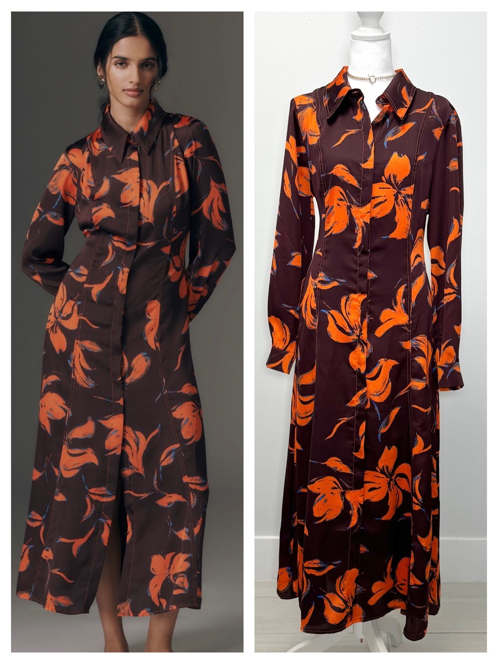 Anthropologie Flowy Coquette Exquise Satin Midi Shirt Dress NWT XS Boho Fall